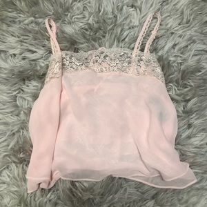 DONATING SOON vintage babydoll sheer pink tank